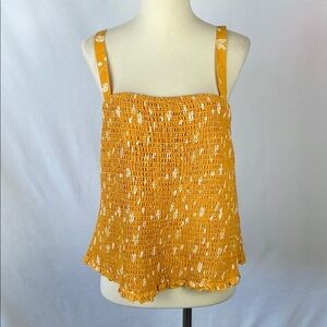 Torrid Orange Smocked Challis Cropped Cami Top with Ruffled Hem - Size 1X